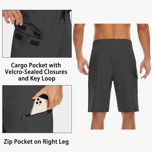 MIVEI 22" Men's Board Shorts - UPF50+ Swim Trunks with Zipper Pocket for Surfing & Swimming
