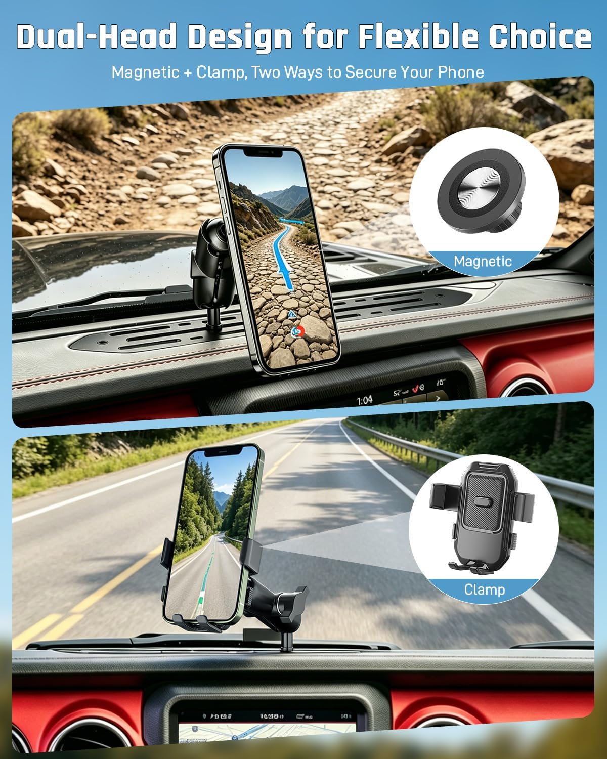 Phone Holder for Jeep Wrangler JL 2018-2023 & Gladiator JT 2020-2023