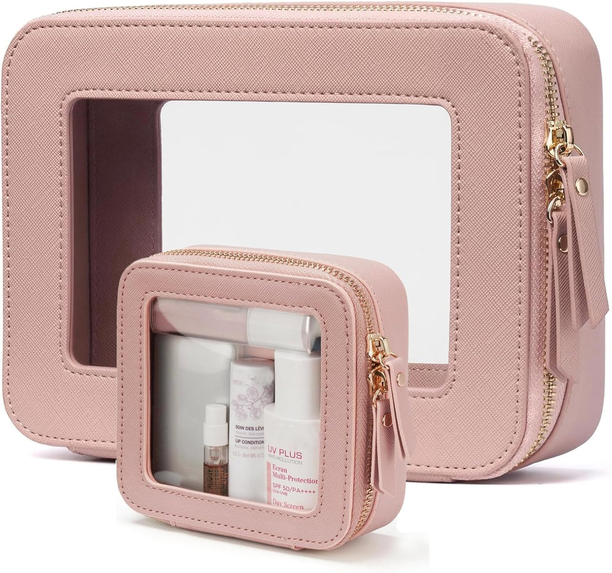 Clear Makeup Bag with Mini Cosmetic Bags,Travel Toiletry Bags for Women,Portable Cosmetic Bags Case, Transparent Waterproof Cosmetic Organizer Storage Bags for Women Men