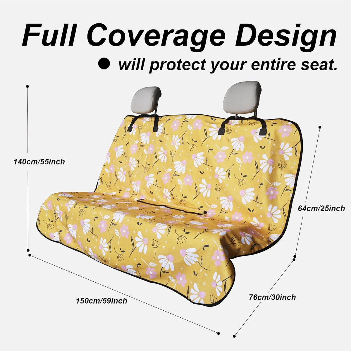Sweat Towel Car Seat Cover Protector Front Seats for Gym Workout, Running, Swimming, Beach and Hiking, Waterproof Universal Seat Cover for Car, Trucks, Van & SUV (1, Chamomile, Rear Seat)