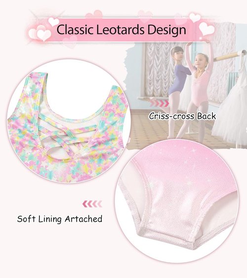 Idgreatim Girls Gymnastic Leotard - Ballet Dance Dress with Removable Skirt & Hair Scrunchie | Ages 4-11