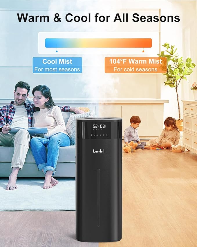 Warm and Cool Mist Humidifier Large Room, 5.3Gal/20L Humidifiers for Home 2500 sq ft, Whole House Humidifiers with Diffuser & Extended Tube, Air Humidifier for Bedroom Nursery Baby Plants
