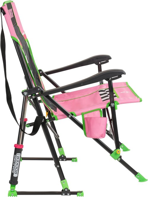 GCI Outdoor Rocking Camping Chair - Portable Folding Design with Armrests & Drink Holder | Pink
