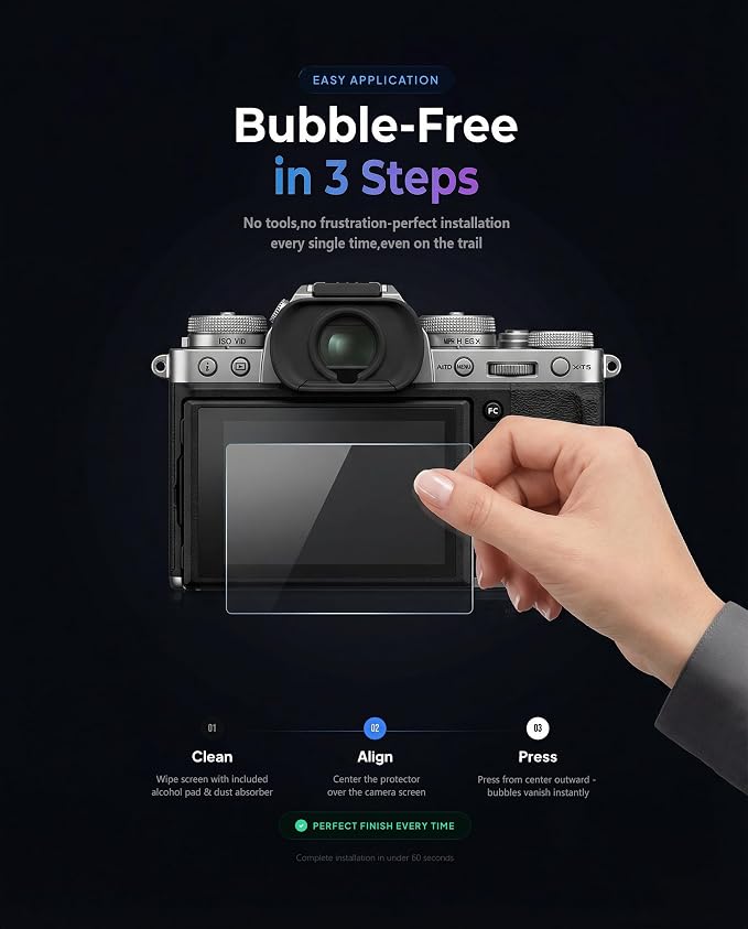 iDaPro Screen Protector for Fujifilm X-T5 Fuji XT5 + Hand Lanyard, Tempered