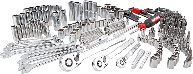 CRAFTSMAN 230 Pcs Mechanics Tool Set, Socket Wrench Set, Car Tool Kit with VERSASTACK Toolbox, SAE and Metric,1/4 in, 3/8 in, and 1/2 Drive, Short and Long Arm Hex Keys (CMMT45306)