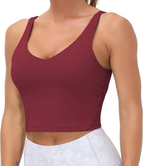 Gym People Women's Longline Sports Bra - Wirefree & Padded for Medium Support