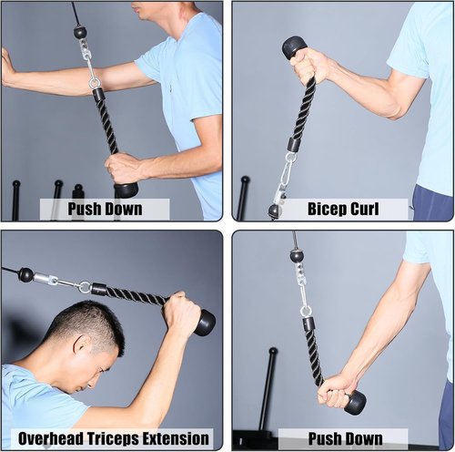 **Skiennix Tricep Rope - Heavy Duty Coated Nylon Fitness Attachment | 27 & 36 Inches, 2 Colors**