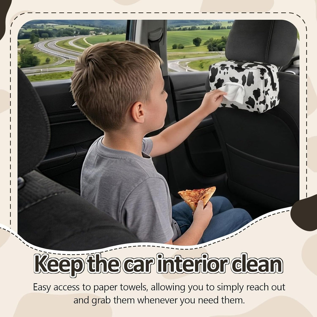 Marble Car Tissue Holder, 9.8 x 5.9 x 4.7 PU Leather Headrest Organizer