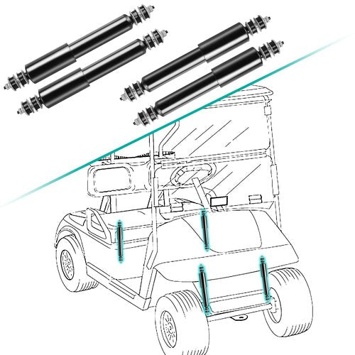 EZGO TXT Shocks 1994-up EZGO Golf Cart Front and Rear Shock Absorbers Set Fit for Gas and Electric Medalist EZGO TXT Golf Carts Replaces OEM #70248-G01, 76418-G01, 70324-G01,Nivel Part #5006