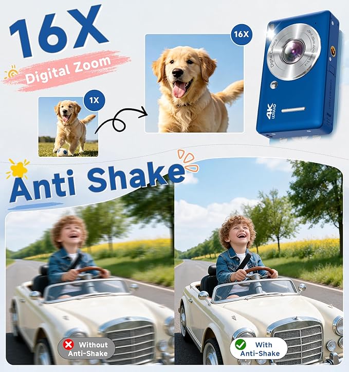 Digital Camera, 44MP FHD 1080P Point and Shoot Digital Camera