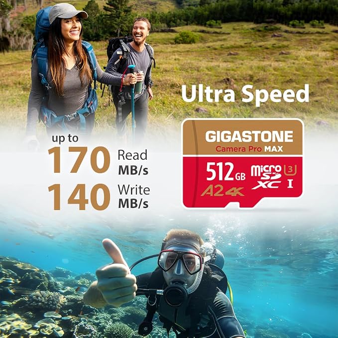 【5-Years Data Recovery】 GIGASTONE 512GB Micro SD Card, 4K Camera Pro MAX