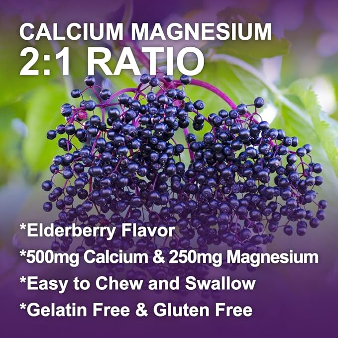 Calcium Magnesium Zinc Gummies with Vitamin D3 - High Absorption Complex Calcium Supplement with Sea Moss, Elderberry for Bone, Muscles, Immune, Mood & Sleep Support, Vegan - 60 Gummies (3 Pack)