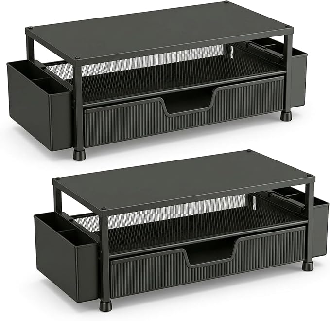 ECOLOVI Desk Organizer and Accessories, 2-Tier Computer Monitor Stand Rise