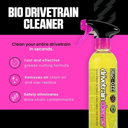 Muc-Off Bio Drivetrain Cleaner - Biodegradable Bicycle Chain Degreaser Spray | All Bike Types