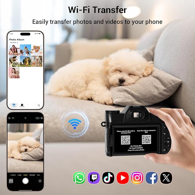 Camera Digital, 75MP WiFi 4K Vlogging Video Camera