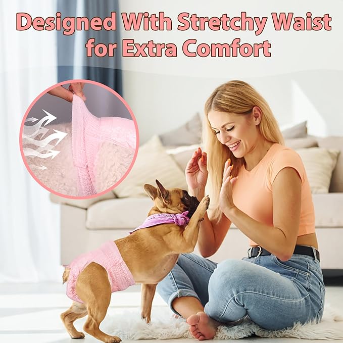 Ambreview Disposable Dog Diapers Female, Just Pull It Up, Doggie Diapers for Female Dogs, Strong Absorbency | Leak Proof, for Dogs in Heat | Elderly | Disabled, XL 30 PCS