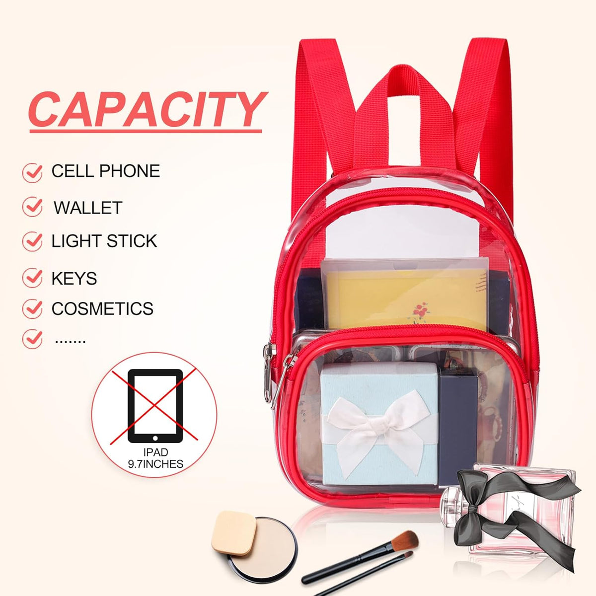 USPECLARE Clear Mini Backpack - Stadium Approved Transparent Bag for Kids | Perfect for Concerts & Events