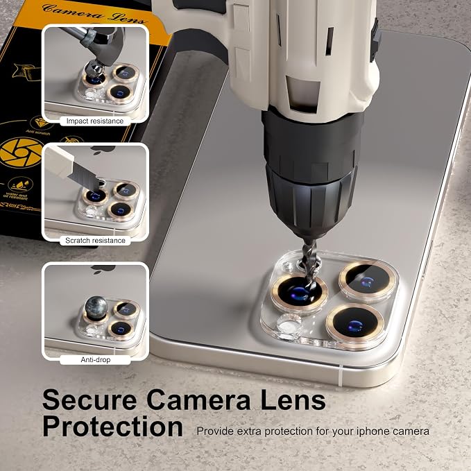 for 6 Pack iPhone 15 Pro/iPhone 15 Pro Max Camera Lens Protector 9H Tempered