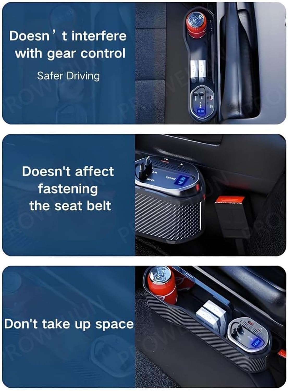 5-in-1 Car Seat Gap Filler Organizer,Retractable Cables for iPhone/Android