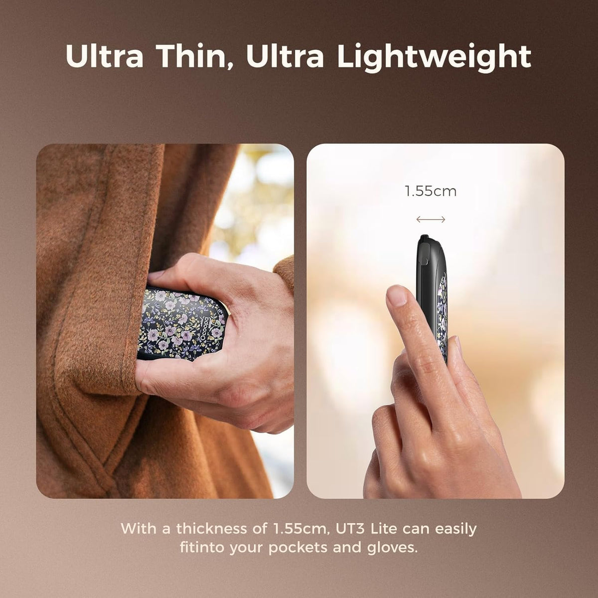 OCOOPA Rechargeable Magnetic Hand Warmers - 3 Heat Settings, Pocket-Sized, Lasts Up to 8 Hours | Perfect for Outdoor Activities