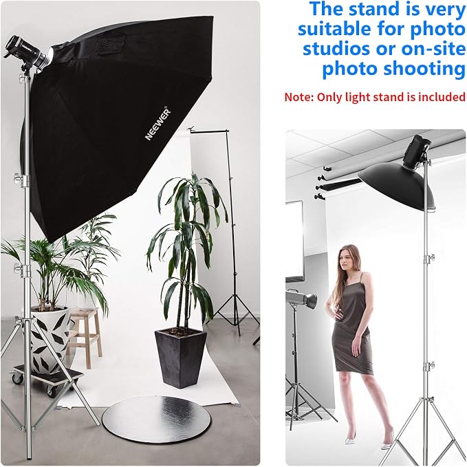 NEEWER 118"/3m Stainless Steel Light Stand, Spring Cushioned Heavy Duty