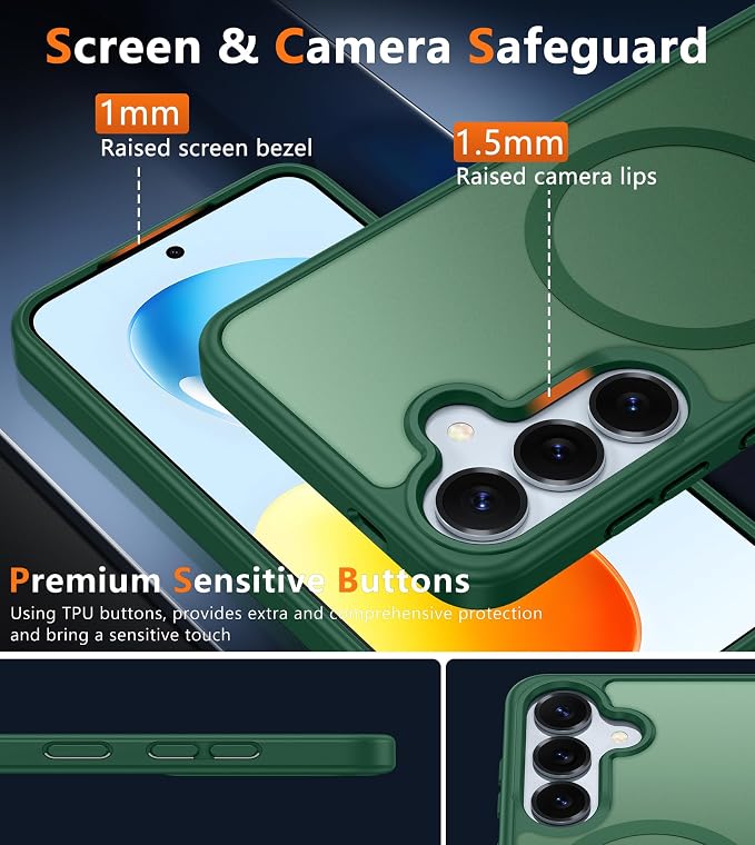 FNTCASE for Samsung Galaxy S25 Case: Magnetic Translucent Matte Shockproof Slim