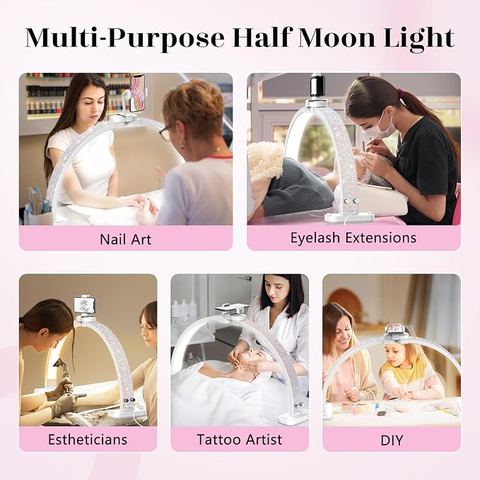 LIONVISON Half Moon Light for Nail Desk: 31-inch Manicure Table Light - 48W