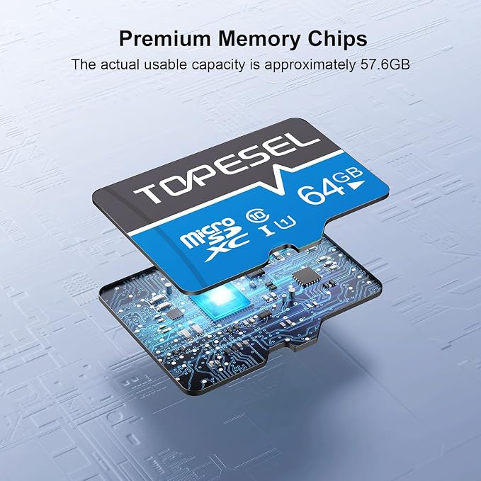 TOPESEL 64GB Micro SD Card 2 Pack Memory Cards UHS-I TF Card Class 10