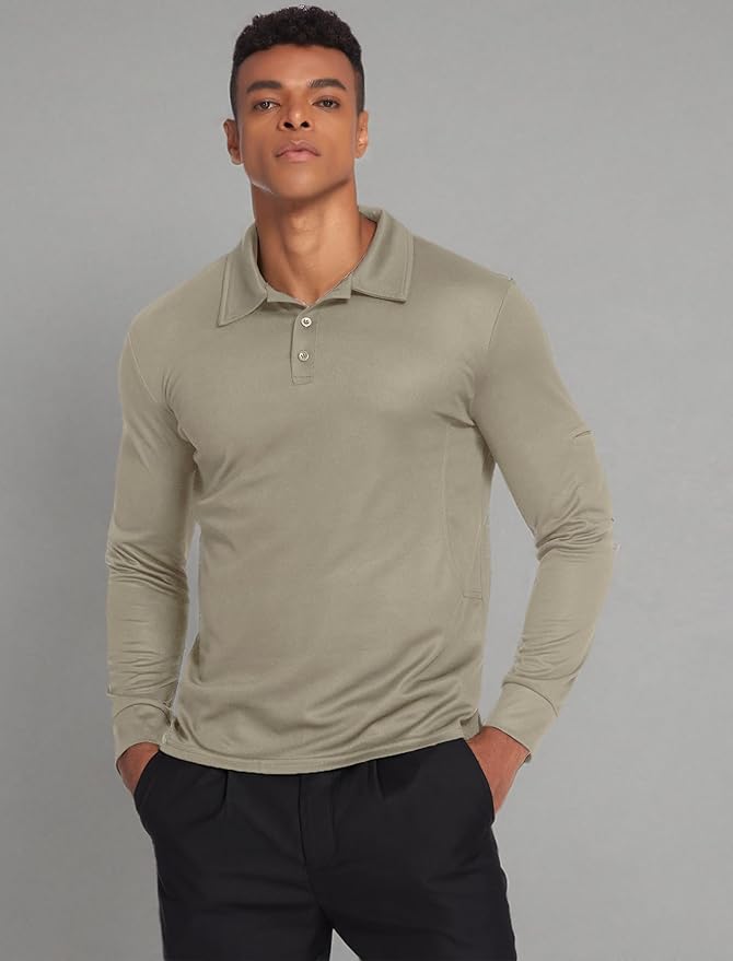 Deyeek Men's Polo Shirts Long Sleeve Golf Polo Shirts for Men Quick Dry UPF 50+ Sun Protection Polos Casual Collared Shirts