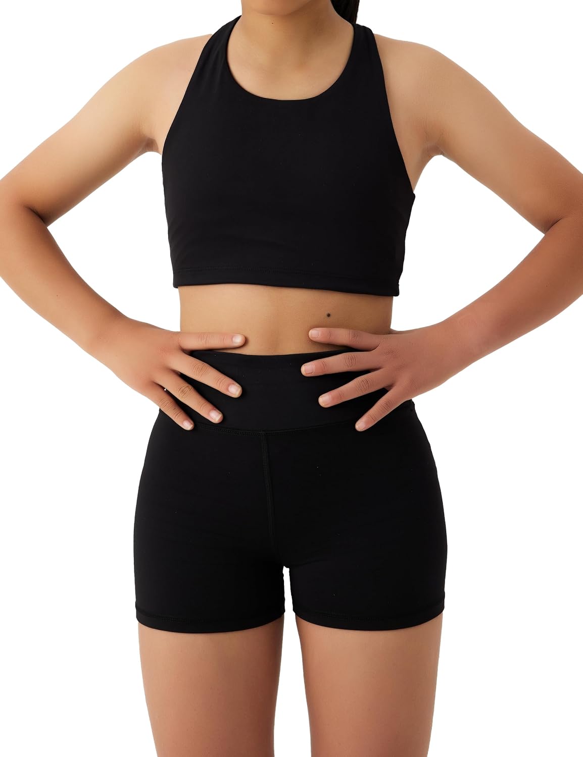 Skiennix Girls Athletic Biker Shorts - High Waisted, Soft Fabric with Hidden Pocket | Ideal for Dance & Yoga