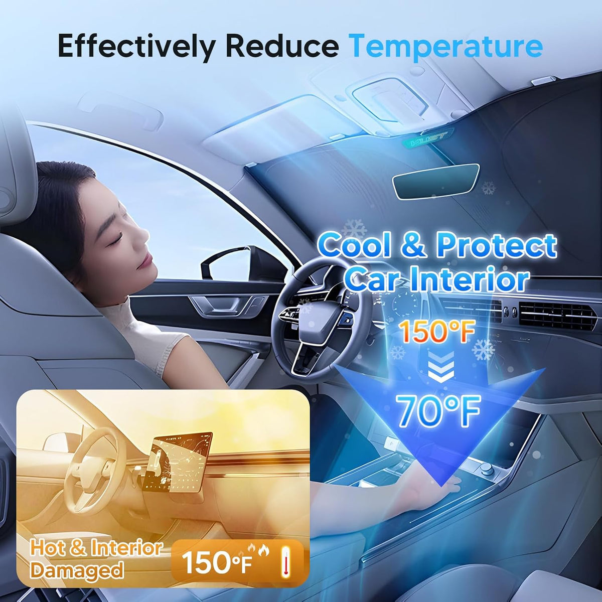 KUST Windshield Sun Shade for Honda Civic 2016-2021 Accessories Sunshade Foldable Window Sun Visor Protector Blocks UV Rays Keep Your Car Cooler