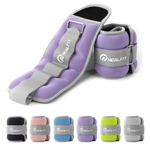 NEALFIT Ankle Weights for Men Women Kids, Leg Arm Wrist Weights with Adjustable Strap for Running, Gymnastics, Aerobics,Gym, Fitness (Purple, 2 lbs x 2 (4LB Pair))