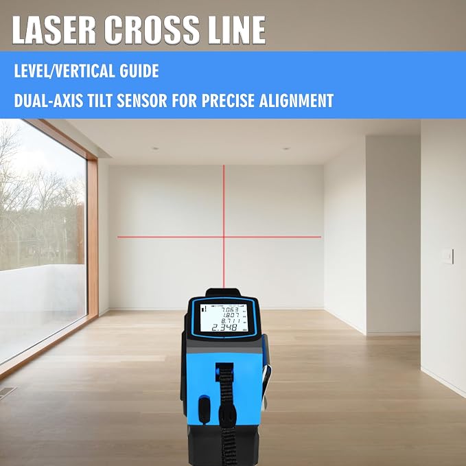 4-in-1 Laser Tape Measure 328FT, Digital Laser Distance Meter, 16FT Steel Tape