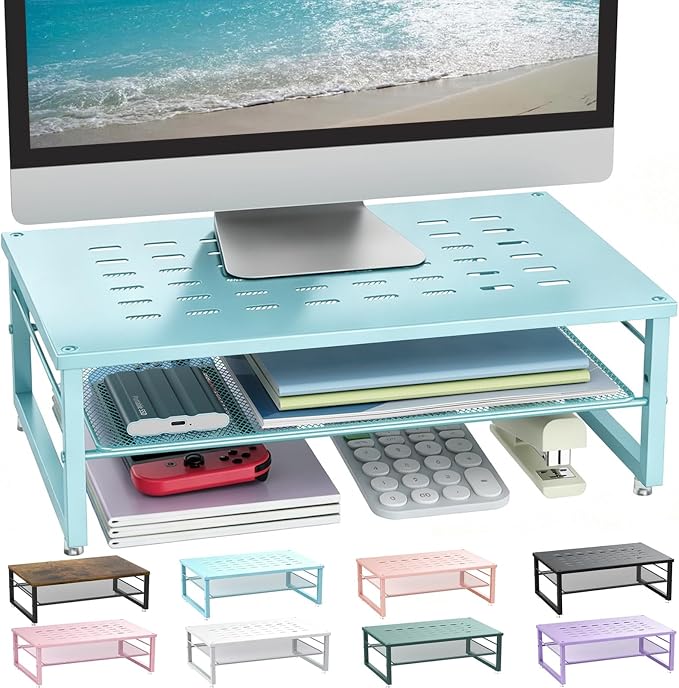 gianotter 2-Tier Metal Monitor Stand Riser, Desk Organizer