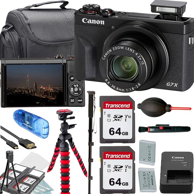 Canon PowerShot G7 X Mark III Digital Camera+2x64GB Memory Card+Camera Shoulder