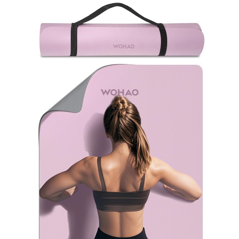 WOHAO Extra Thick 8mm Yoga Mat, 72"x28" Non Slip Exercise Mat, Reversible 2-Sided Dual Color Premium POE Material, with Carrying Strap for Yoga, Pilates, Home Gym