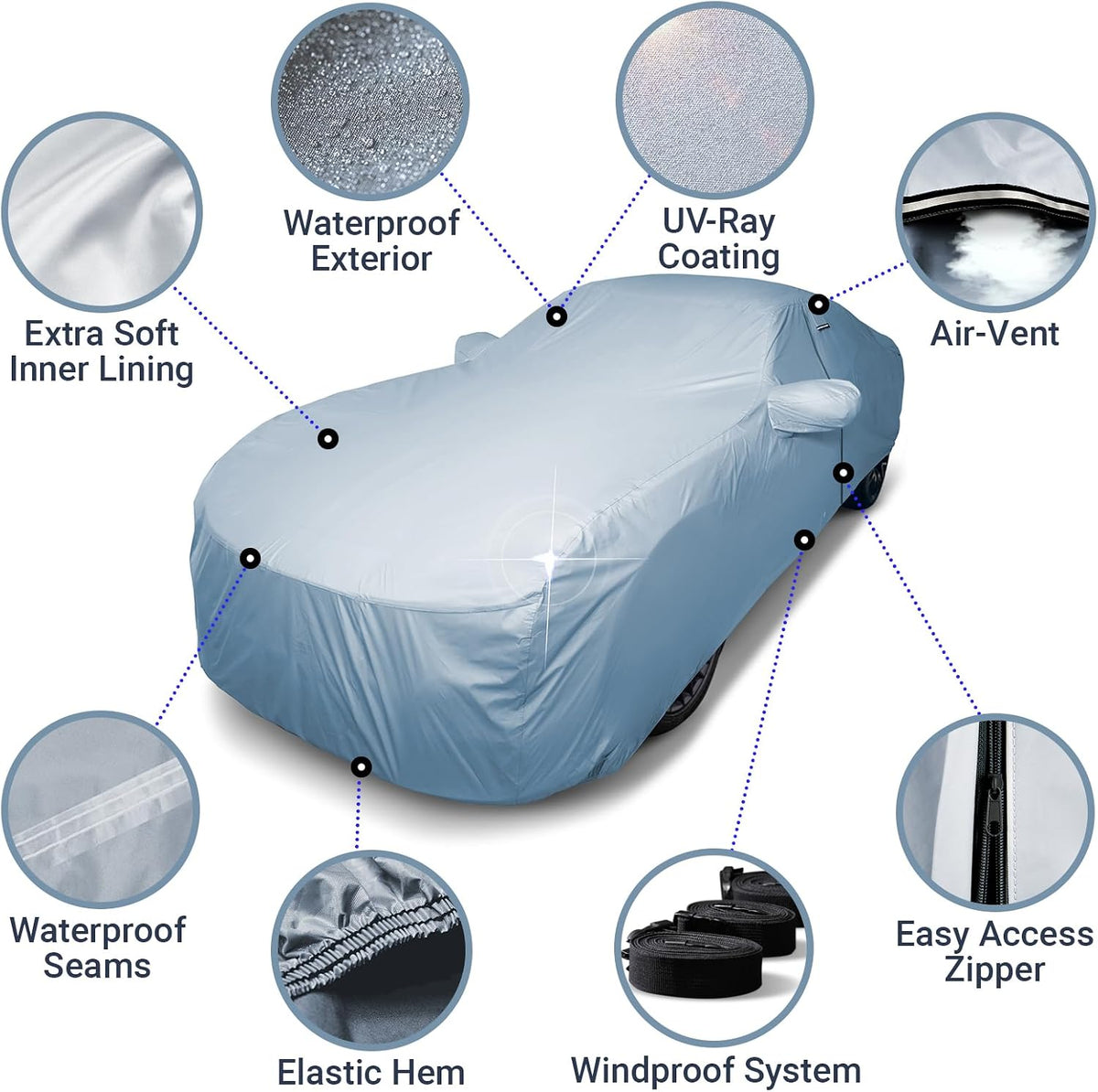 iCarCover Premium Car Cover for 2017-2026 Honda Civic Type R Heavy Duty Waterproof All-Weather Automobiles Custom Fit Indoor Outdoor UV Snow Protection Covers with Straps and Bag