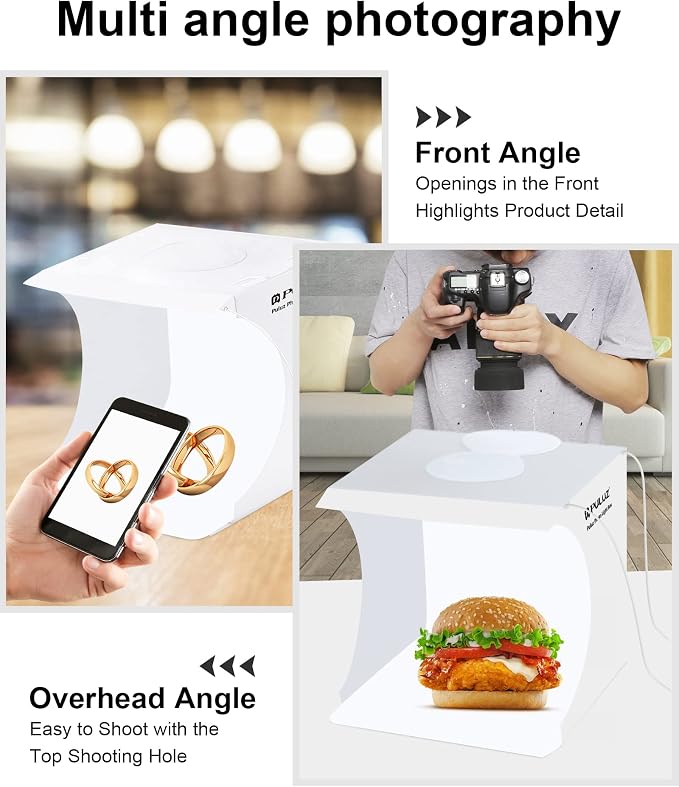 Photo Studio Box with LED Light, PULUZ 20cm Mini Portable Photography Lighting