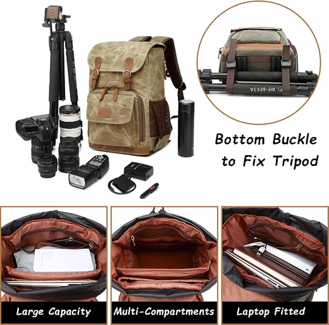 UBAYMAX Camera Backpack, DSLR SLR Waterproof Canvas Camera Bags Rucksack 15.6