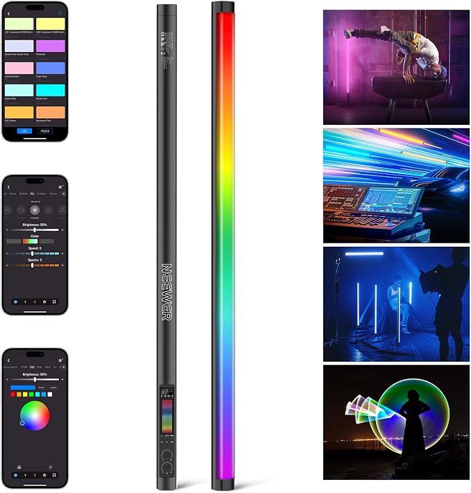 NEEWER RGB Tube Light, 30W LED Video Light RGBWW Full Color Stick Light Wand