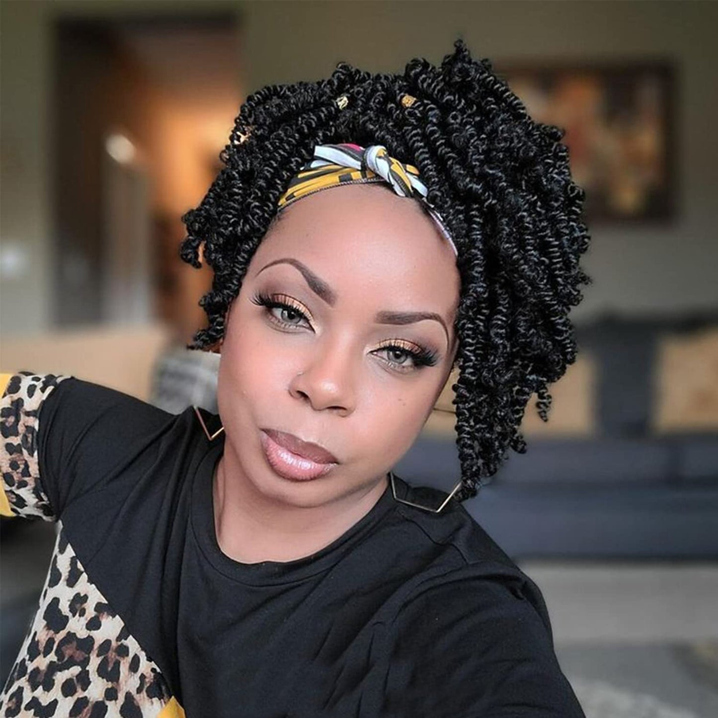 Lifabeauty 8 Packs Short Bob Spring Twist Crochet Hair 8Inch Pretwisted Passion Twist Crochet Hair Curly Pre Looped Crochet Brai