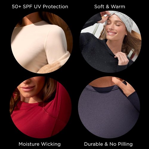 Cuddl Duds Women's Fleece Lined Thermal Set - Heavyweight Long Sleeve Top & Leggings for Winter Comfort