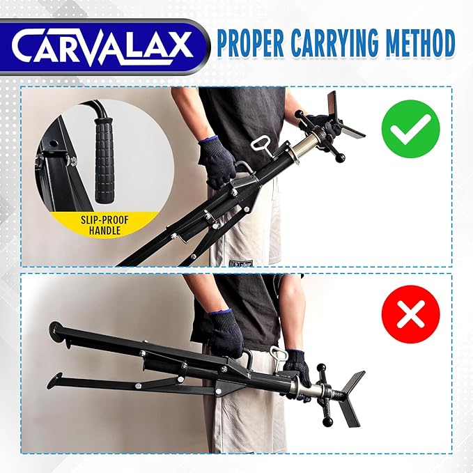 CARVALAX V-Head Pipe Jack Stands, 28"-52" Adjustable Pipe Stand Fits 1/2" - 12" Pipe Capacity w/ 2500LB Load Capacity, Steel Pipe Stand for Welding w/Portable Folding Legs