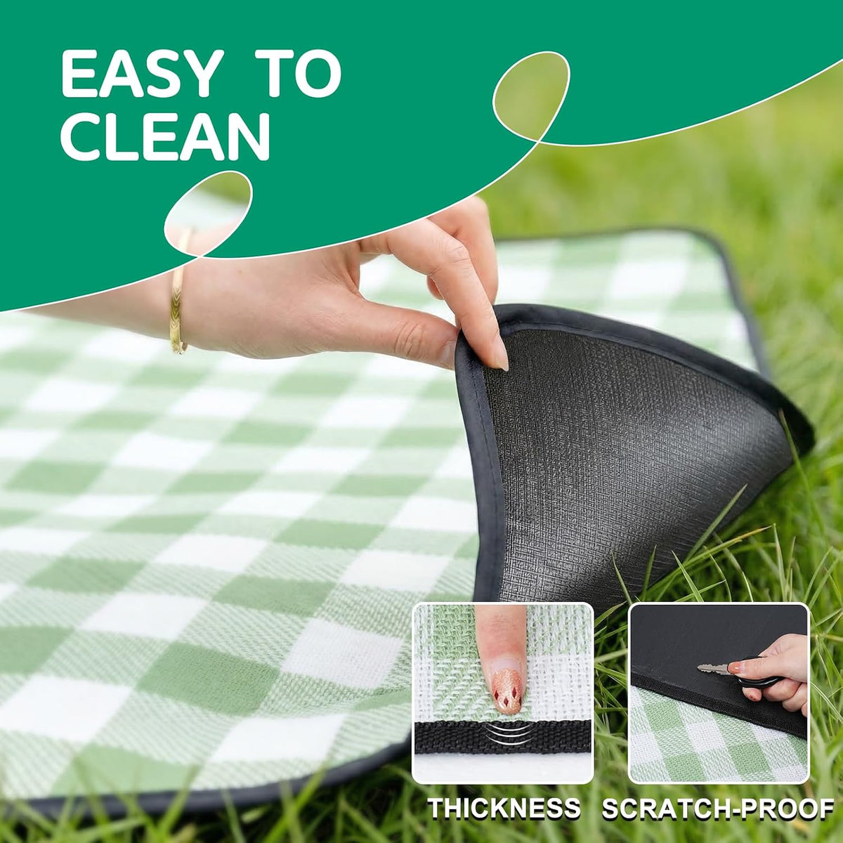 RYCHIC Waterproof Picnic Blanket Beach Outdoor Camping Mat Rug Extra Large Foldable Cute Big Travel Essential Accessories Gift Park Patio Lawn Garden Grass Ground Play Music Festival Concert Must Have