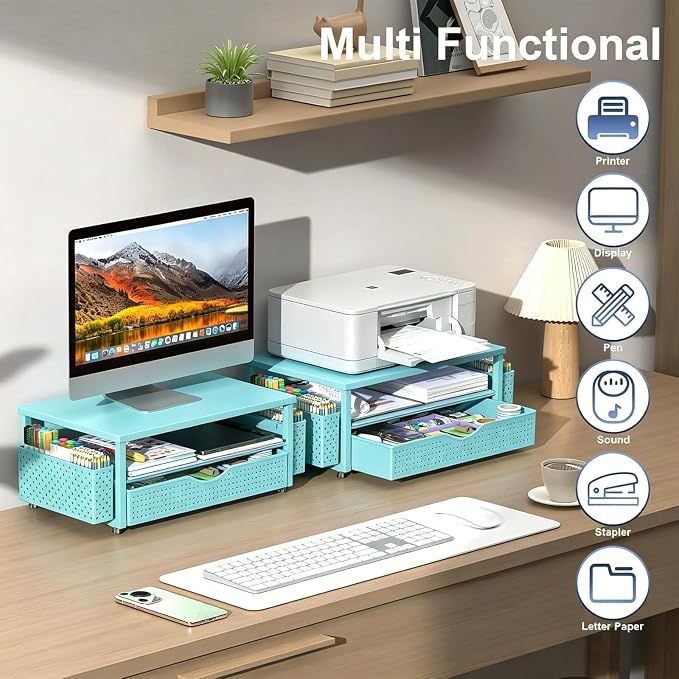 Spacrea Desk Organizer and Accessories, Computer Monitor Stand Riser