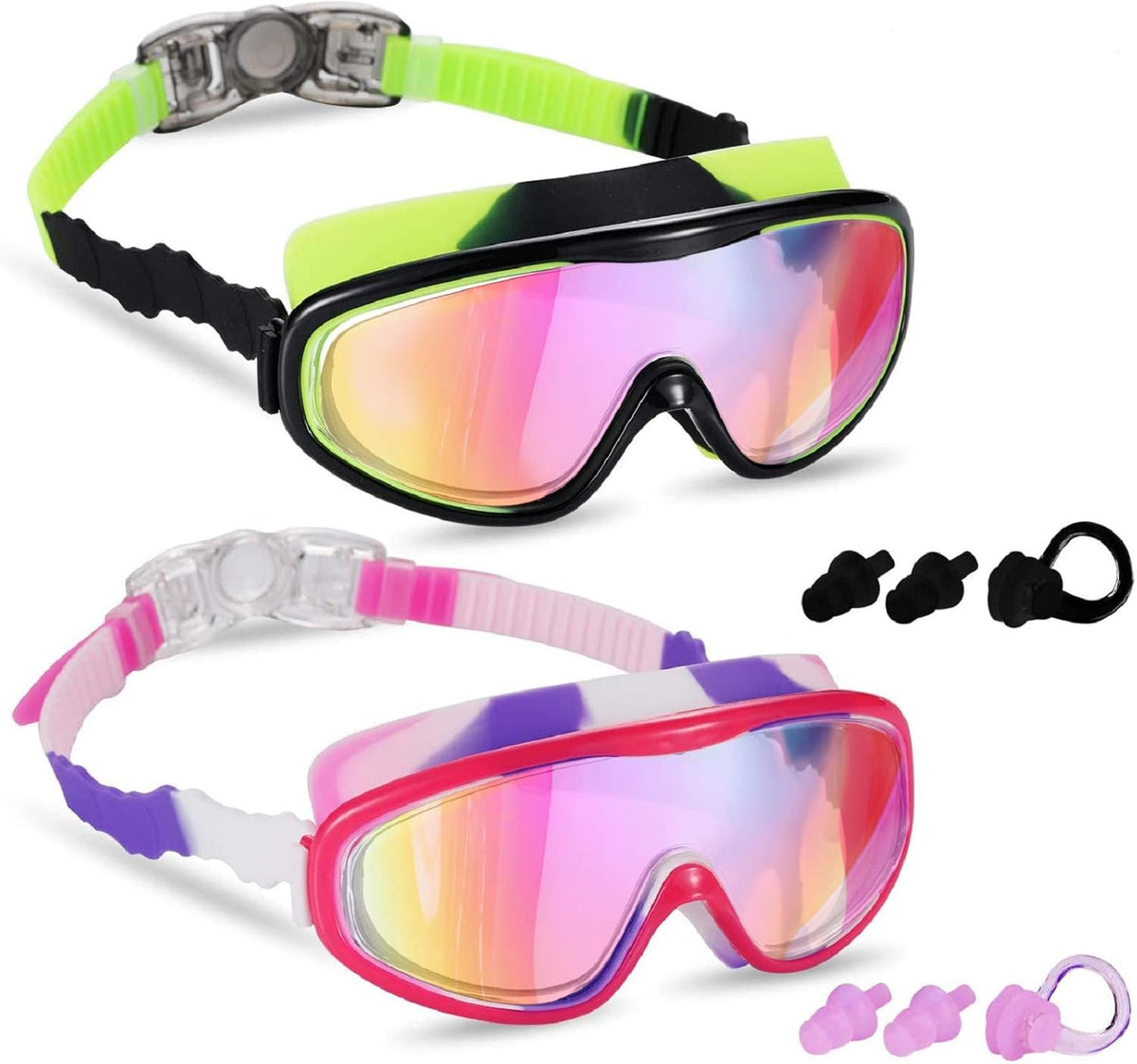 Skiennix Kids Swim Goggles - Comfortable Swimming Glasses for Ages 3 to 15 | 2 Pack
