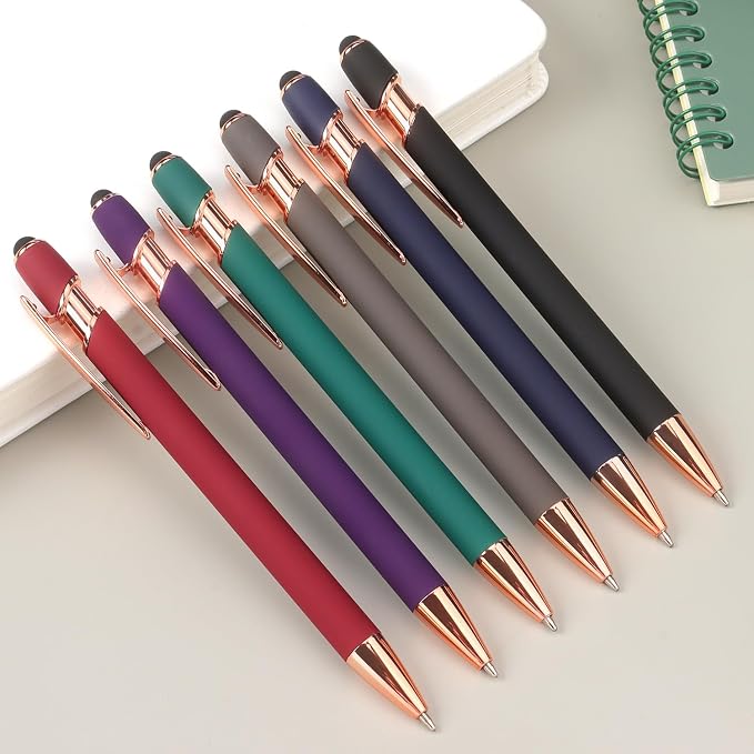 6 Pack Ballpoint Pen 2-in-1 Stylus Retractable Ballpoint Pen