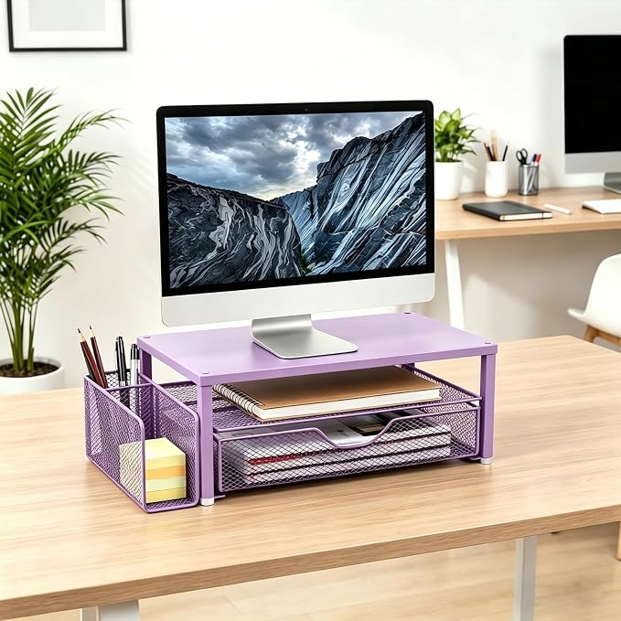Spacrea Desk Organizer and Accessories, Computer Monitor Stand Riser
