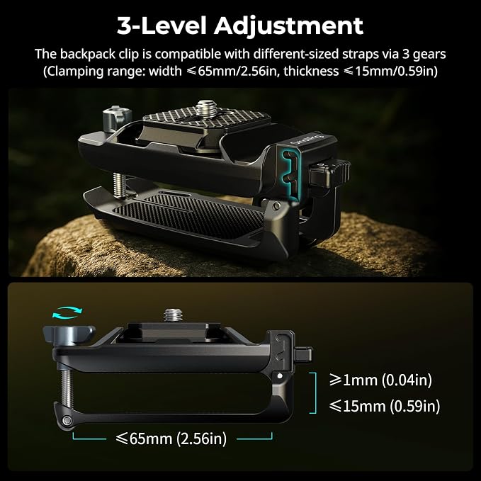 SMALLRIG Camera Clip with Plate, Quick Release System, Max Payload 40kg/88lb