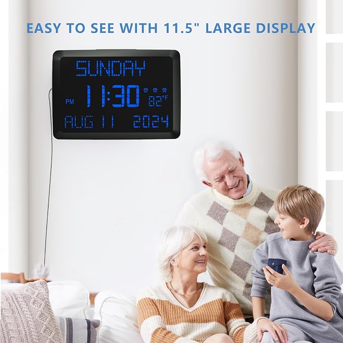Raynic Digital Clock, 11.5" Large Display Calendar Clock